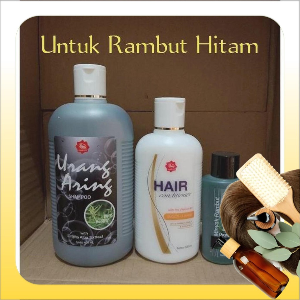 promo viva paket 3 pcs untuk rambut hitam shampo urang aring conditioner tonik shampoo perawatan hai
