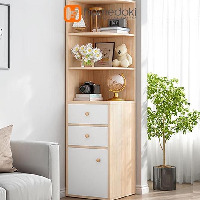 Rak Sudut Besar Rak Minimalis Kayu Serbaguna Rak Buku Multifungsi