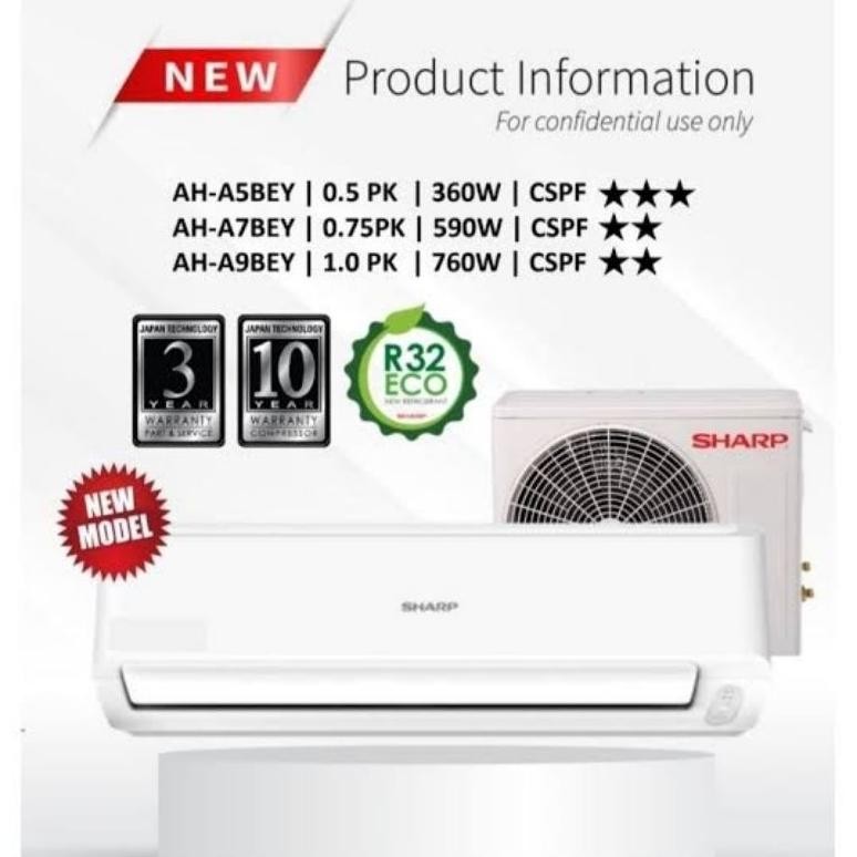 Produk Baru AC Sharp AH-A5BEY 1/2PK Standard R32 | 0.5PK Hemat Listrik