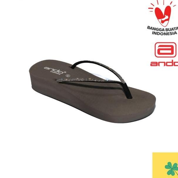 Ando Sandal Wedges Jepit Wanita Ando Nice Blink Hitam