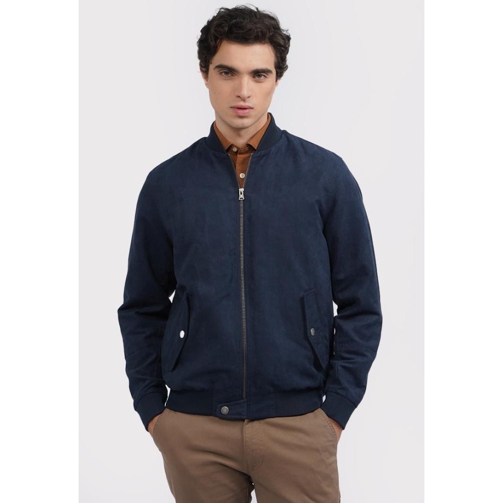 Promo Wood Cut & Sewn Bomber Suede Jacket 2-Jkxlxc125B031 Navy