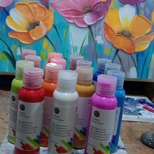 

Bright series paket 7 Cat Akrilik / Lukis / Kanvas / Mural isi 100 ML per botol Total 700 ML Terlaris