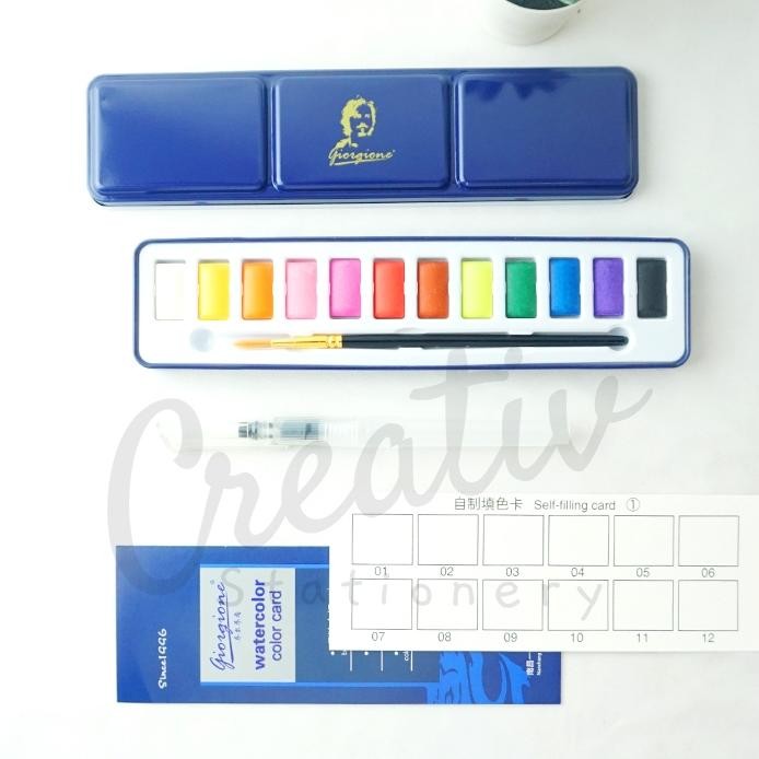 

Giorgione Watercolor Cake Solid Cat Air 12 24 Warna Tin Case G-WS Terlaris