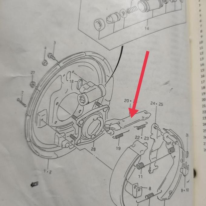 setelan rem belakang tromol sebelah RH suzuki vitara escudo sidekick