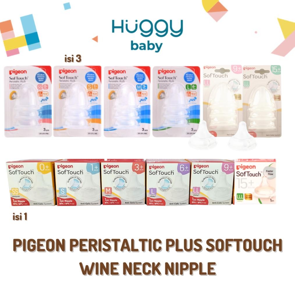 Produk Baru Pigeon SofTouch Dot Bayi Wide Neck | Silikon Lembut | Anti Bingung Puting