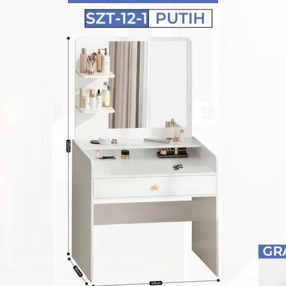 Dbest Grup Meja Rias Cermin Minimalis Meja Rias Serbaguna Lemari Rak Kosmetik Laci Bahan Kayu Szt12