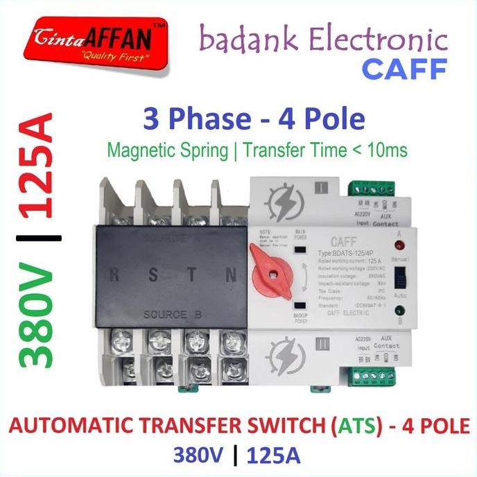 

Terlaris Ats 3 Phase 125A 4P 380V Automatic Transfer Switch (Pln - Genset)