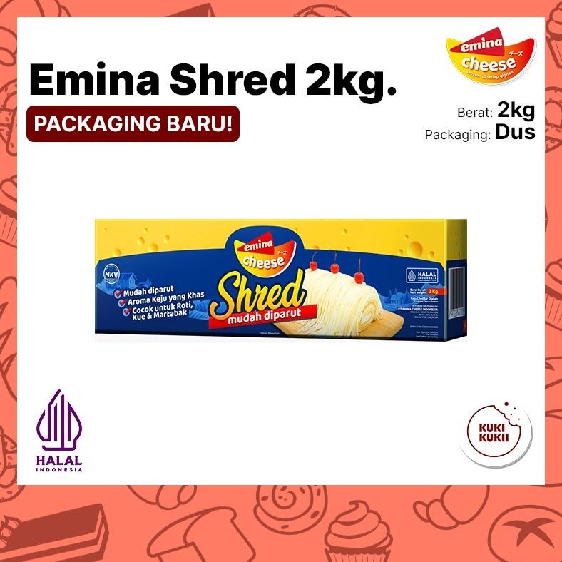 

Baru Keju Emina Shred 2Kg | Keju Cheddar Emina Shred Cheese 2 Kg | Keju Cheddar Parut Serbaguna Murah