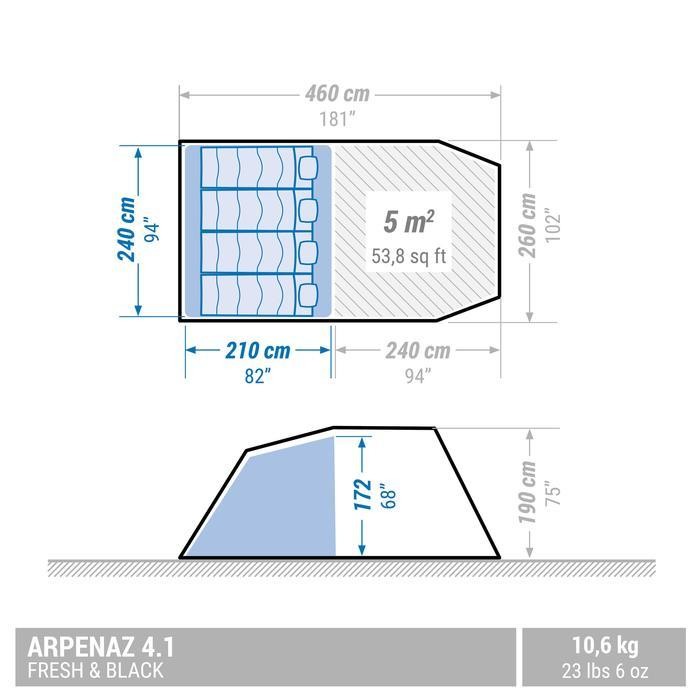 Tenda Camping Kemah Family Tent Arpenaz 4.1 Fresh And Black Hiking