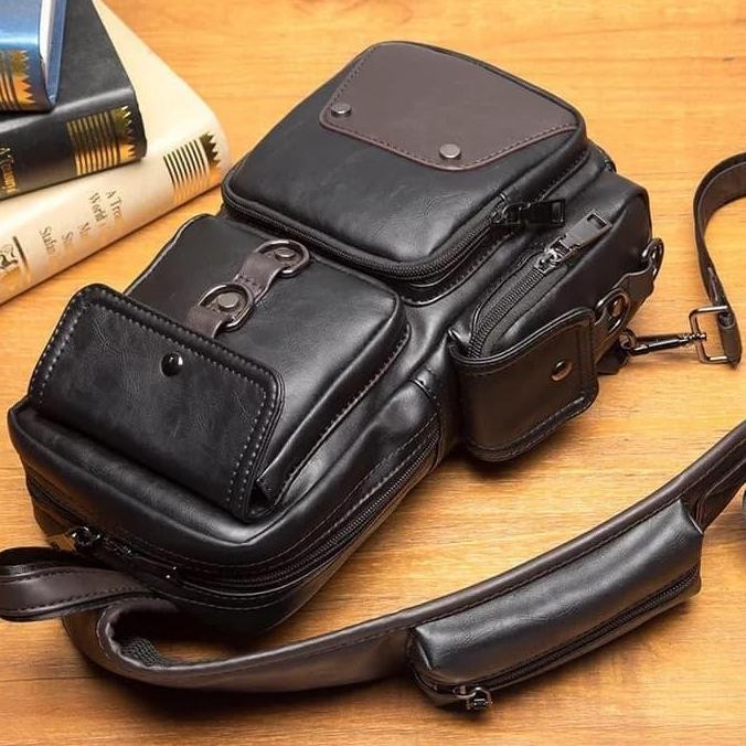 Tas Selempang Pria Ky Eiger / Tas Usb Unik / Tas Leather Kulit (Best Quality)