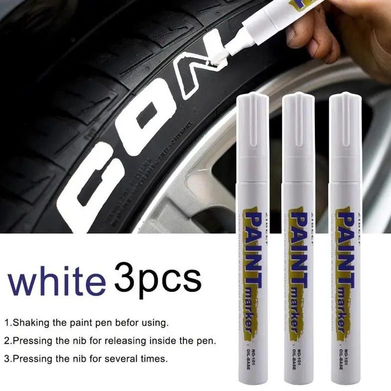 

3Pcs White Paint Pen Paint Markers Waterproof Car Tyre Oil-Based Paint Pen Set Quick Dry And Permanent