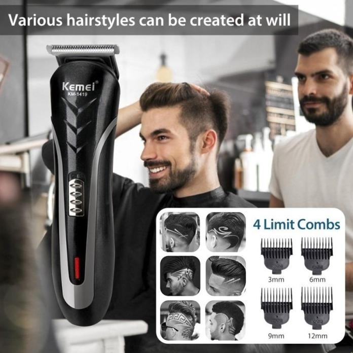 Terlaris Alat Cukur Rambut Rechargeable Kemei Km 1419 Clipper Kemei 1419