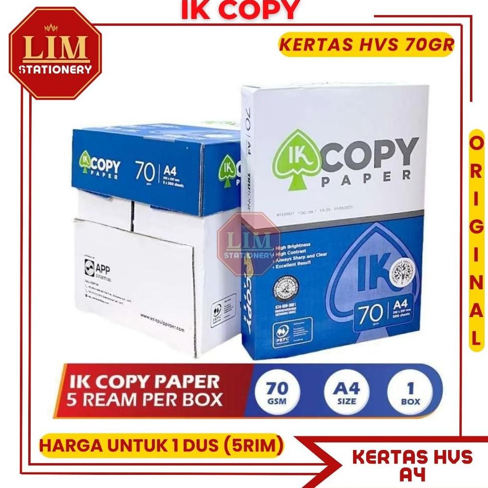 

Sale! Kertas Hvs A4 70Gsm Ik Copypaper - 1 Rim / Dus Instant