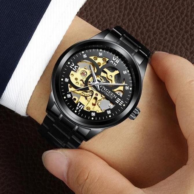 FNGEEN 6018 Otomatis Jam Tangan Pria Anti Air Original 100% Stainless Steel Luxury Mekanis  Waterpro