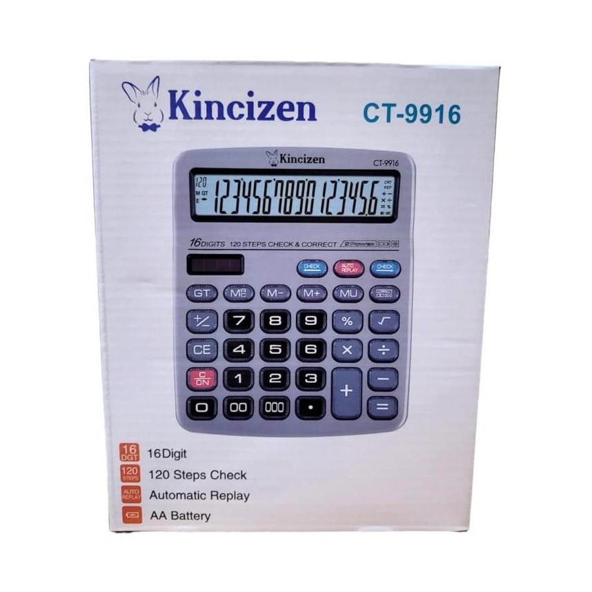 

restock Bayar di Tempat FREE BATERAI Kalkulator 16 digit KINCIZEN CT-9916 Layar LCD Angka Besar Calculator Meja dagang Menghitung Sekolah Cek ulang CORRECT Display Tombol Mika Transparan Terbaru Termurah