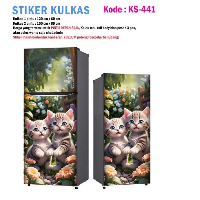 Stiker Kulkas 1 Pintu dan Sticker Kulkas 2 pintu Kucing Lucu