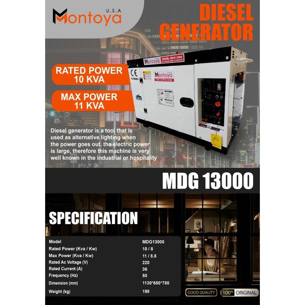 

Terlaris Genset Silent Diesel Solar 10 Kva Montoya Mdg 13000