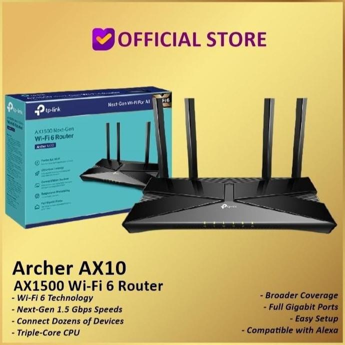 Tp-Link Archer Ax10 Ax-1500 Wifi 6 Wireless Router Antena Sinyal Nirkabel Ax1500