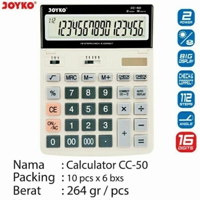 

restock Joyko CC-50 Calculator 16 digit angka / Kalkulator / 16 Digits jumbo