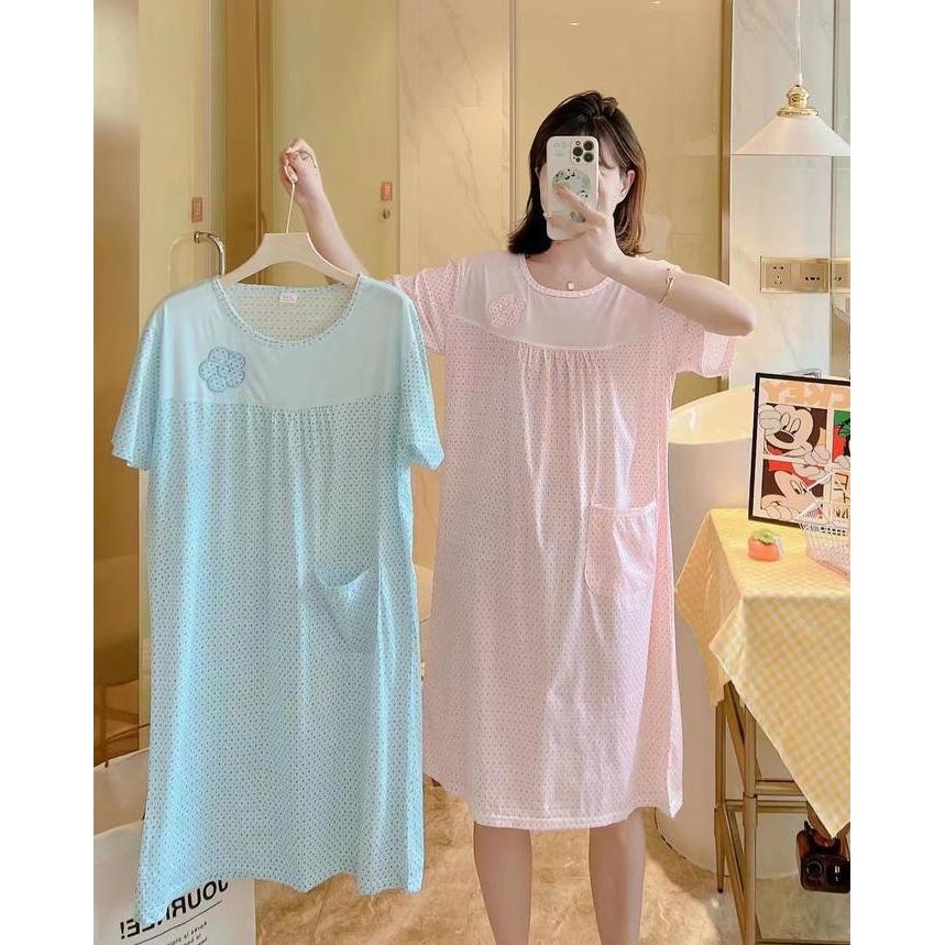 ready stock Baju Daster Wanita Tanpa Lengan Baju Tidur Lengan Pendek Remaja Cewek