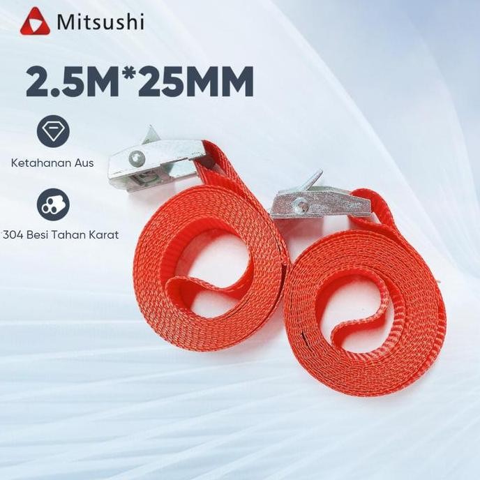 

Terlaris Mitsushi Tali Kargo 2,5M Tali Kargo Gesper Logam Pengikat Ratchet Ikat Pinggang Tali Penarik Motor Mobil