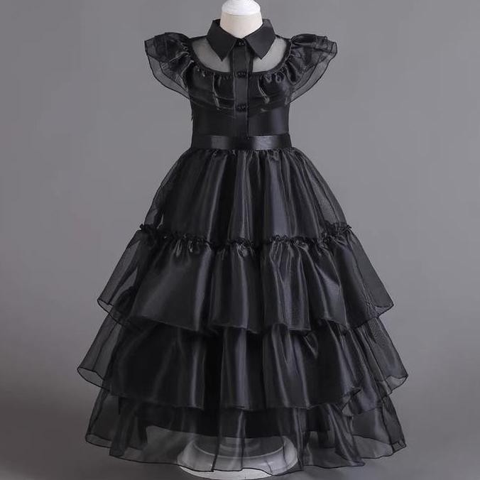 new  Wednesday Kids Black Dress / Kostum Wednesday Dress Hitam Anak Baju Fashion