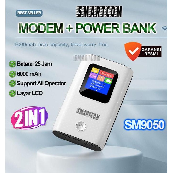 Modem Wifi 4G Lte With Power Bank Smartcom Sm9050 Pro 6000Mah