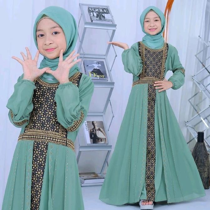 Gamis Abaya Anak Cindy Varian Warna Elegan - Busana Muslim Anak Cewek 5-12 Tahun