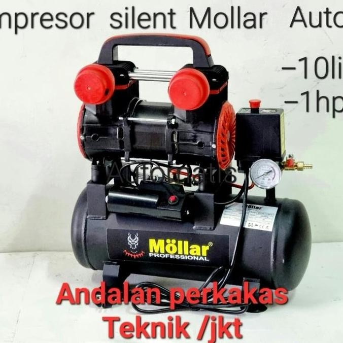 Grosir Mollar Kompresor Angin Silent Oilless Auto 10Lt/1Hp Tipe Black Panther