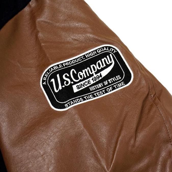 Grosir U.S. Company Supply Leather Sleeve Padded Varsity Jacket