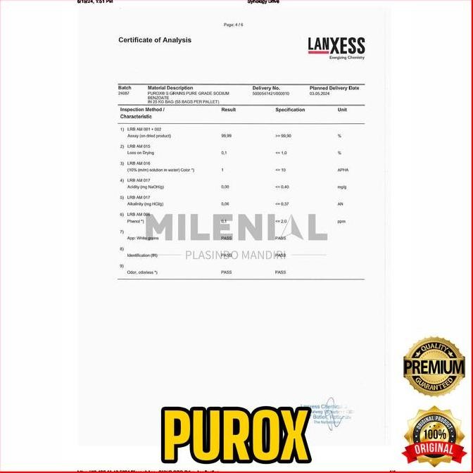 

Sodium Benzoat Repack 1kg / Pengawet Kue Purox S Grain Holland