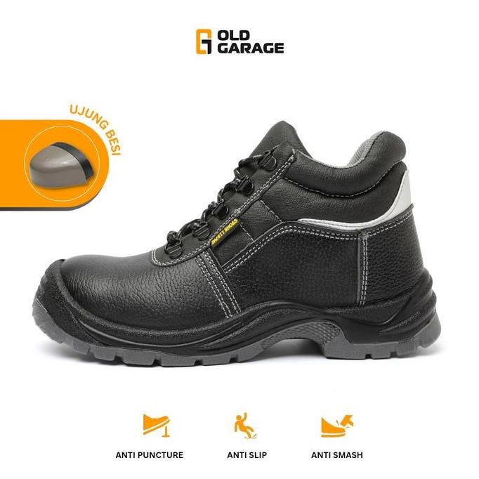 

Terlaris Sepatu Safety Shoes Ujung Besi Middle Cut Hitam
