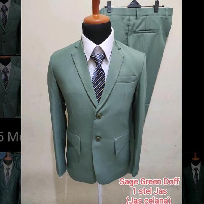 1 stel Jas sage green Wedding  Jas Pria Stelan  sage green Jas nikah sage green dan Celana Blazer Ja