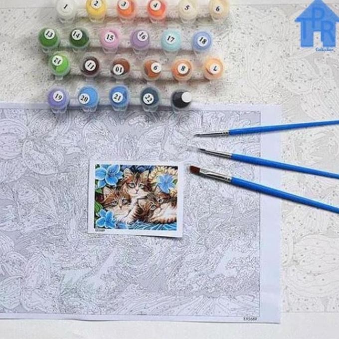

ready DIY - Set melukis sendiri / paint by number kit - Flowers 40x50cm.