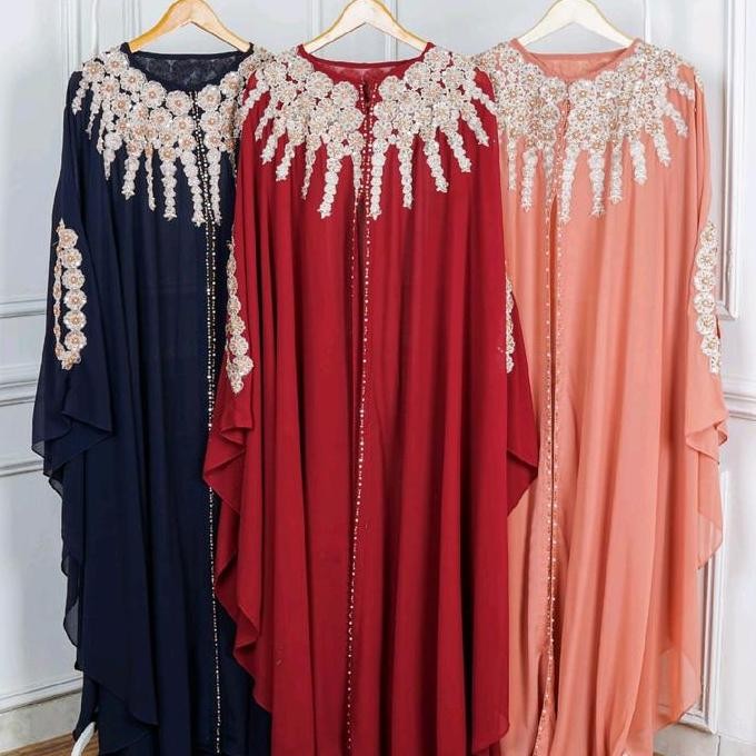 Exclusive Dress / Kaftan MEDINA Jumbo Casual Bordir Mewah Best Seller  Panjang / Dress Lebaran Pesta