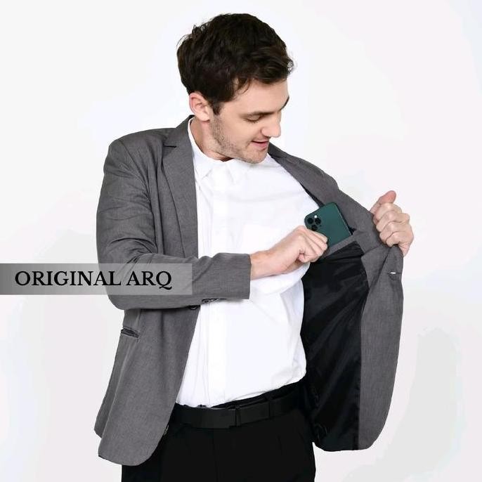 JSS BLAZER PRIA ABU POLOS TERBARU hitam formal Kantor Slim Fit Panjang  Kerja Semi Cowok Casual Kere