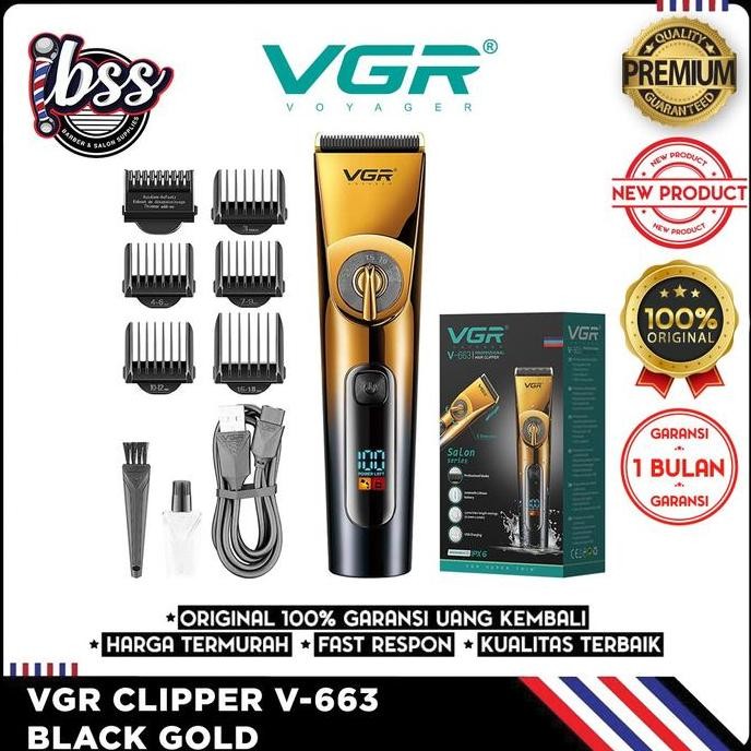 Terlaris Vgr Clipper V-663 Black Gold Clipper Cordless