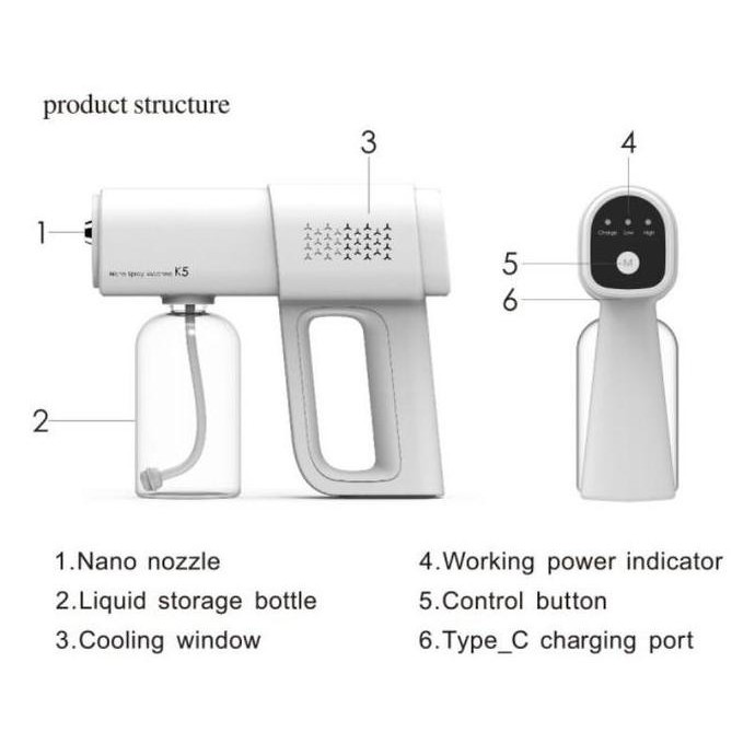 Nano Spray Gun K5 Wireless Disinfektan Fogging Disinfectant Spray - K5 Spray Gun