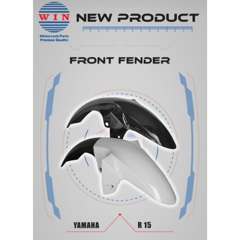 Spakbor slebor depan yamaha R15 lama old V1 Hitam Putih Biru Merek WIN