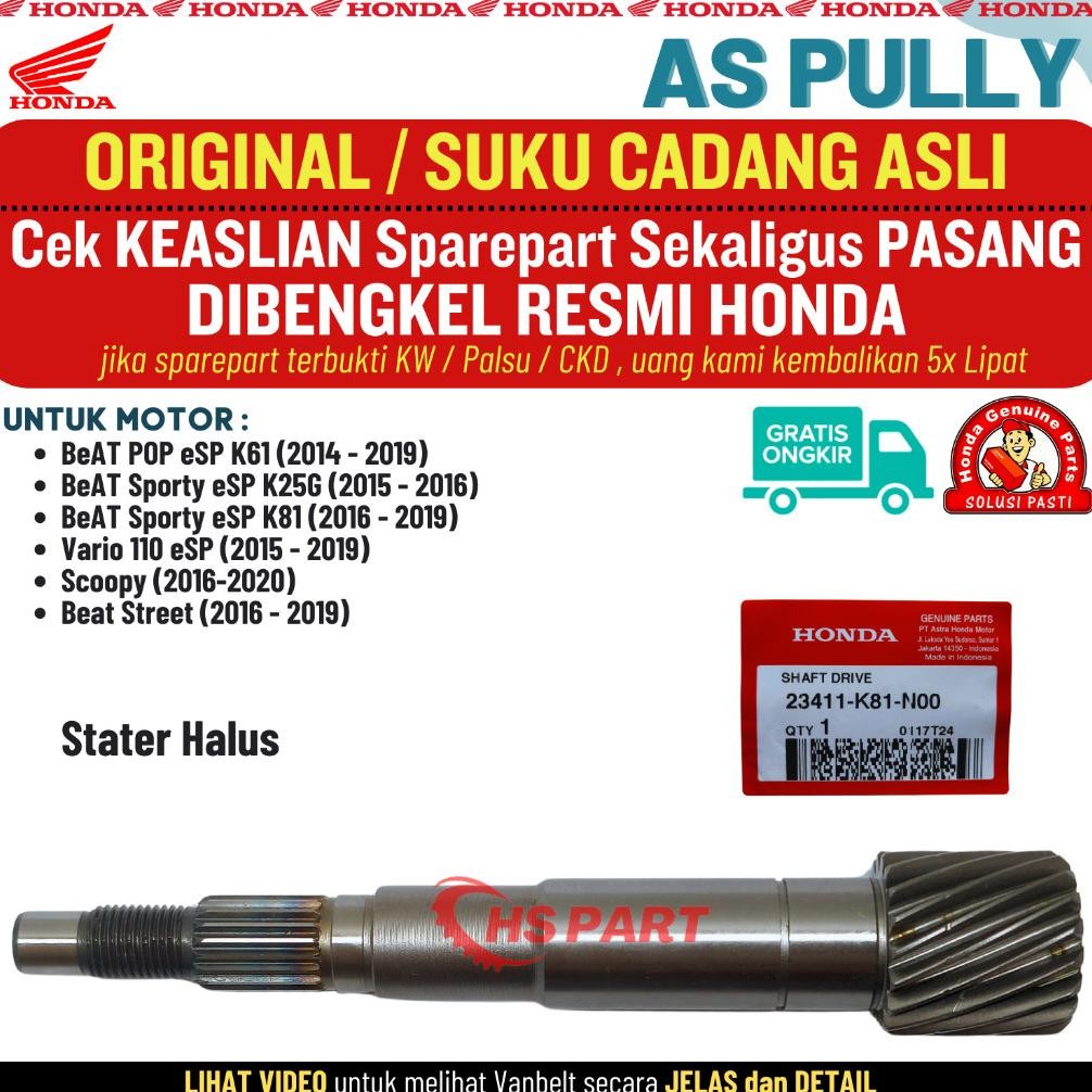 AS Pully Pulley Beat Fi Esp Street POP Scoopy Vario 110 Fi Esp Stater Halus Original Honda 100%