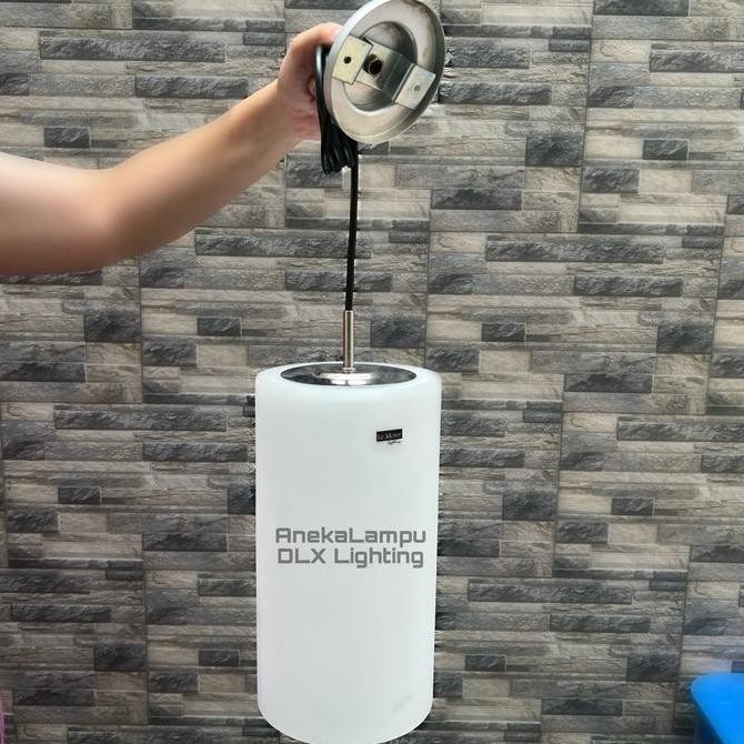 Murah Lampu Gantung Mini Bar Cafe Kaca Tabung Putih Doff Minimalis Dlx Bambu