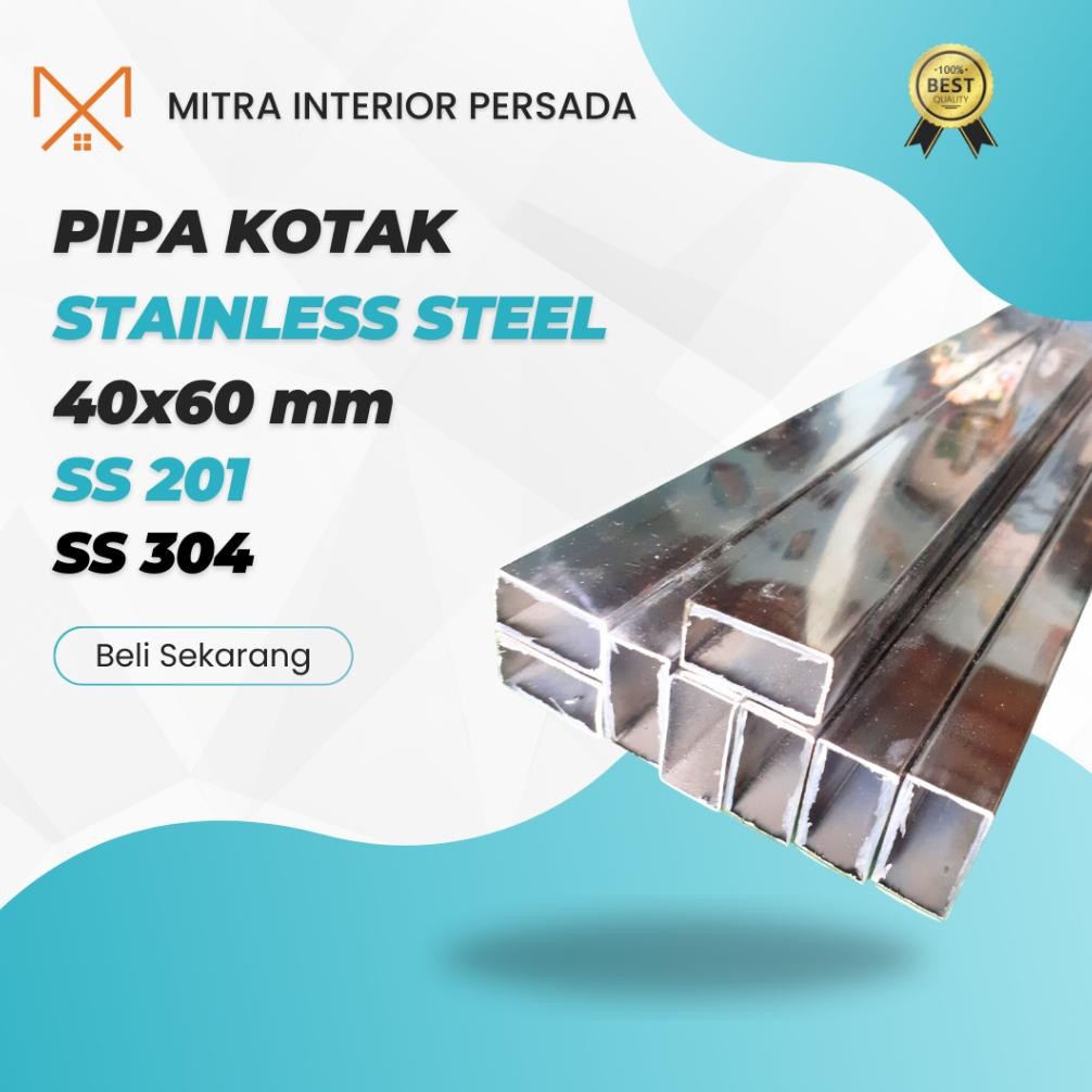Original Pipa Hollow Stainless Steel 40X60Mm Tebal 1Mm - Sus201 & Sus304