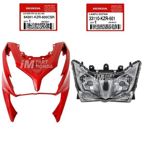 33110-Kzr-601 64301-Kzr-600Csr Reflektor & Cover Front Tameng Lampu Depan Merah Vario 125 Old