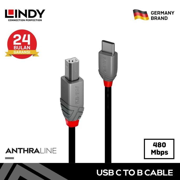 Berkualitas Kabel Printer Audio Interface LINDY USB 2.0 Type C to Type B Cable MURAH