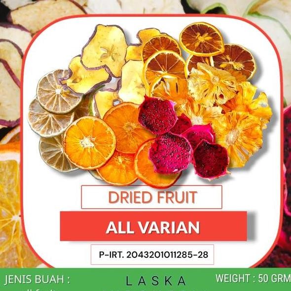 

Dried Fruit All Varian 50 Gram Buah Kering Garnish Buah Lemon Kering Nanas Kering Apel Kering