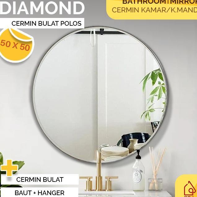 Cermin Bulat Polos 50 X 50 Cermin Kamar Mandi Cermin Hias Gantung