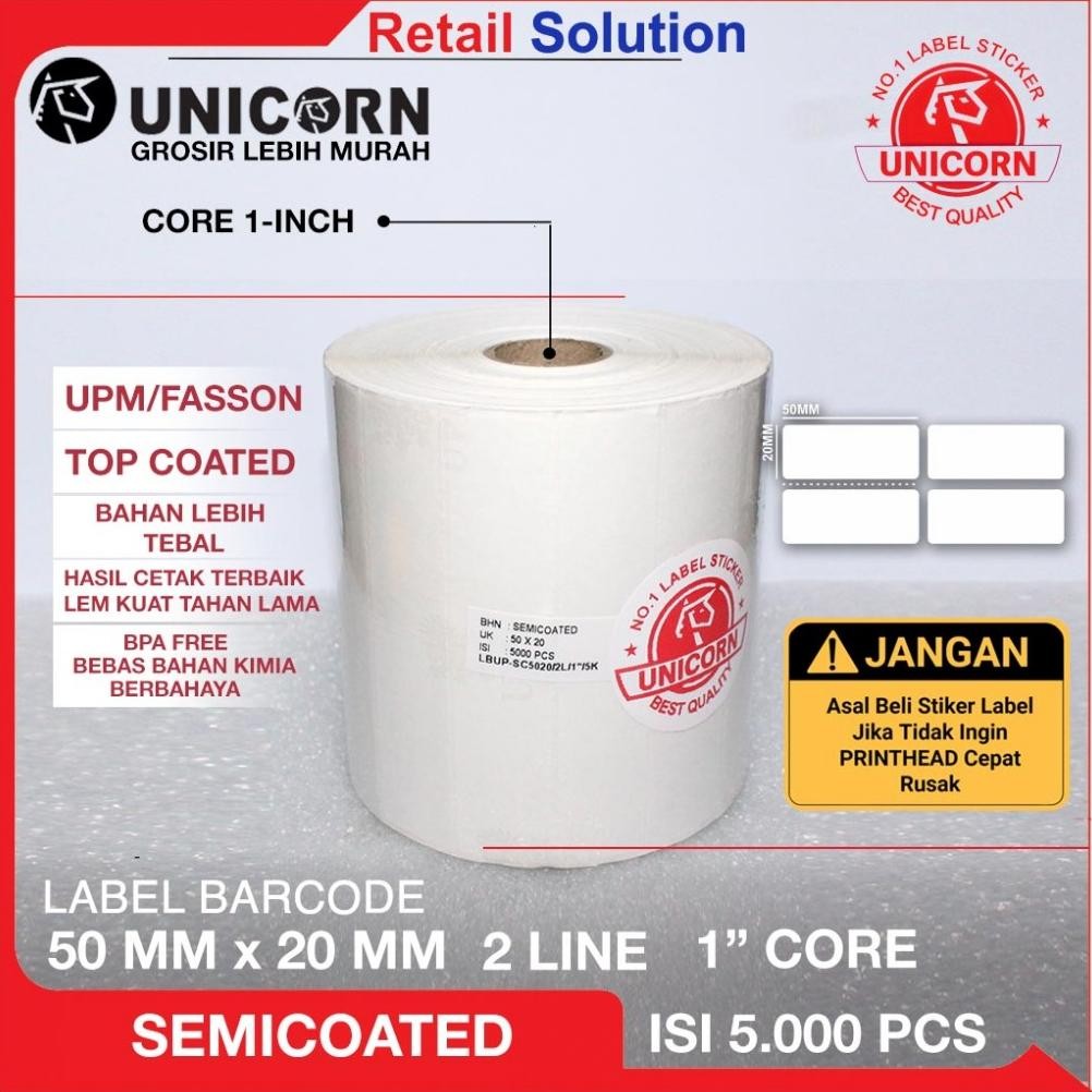 

Stiker Label Barcode Semicoat 50x20mm / 50x20 mm / 50 x 20 mm / 5x2CM SV9