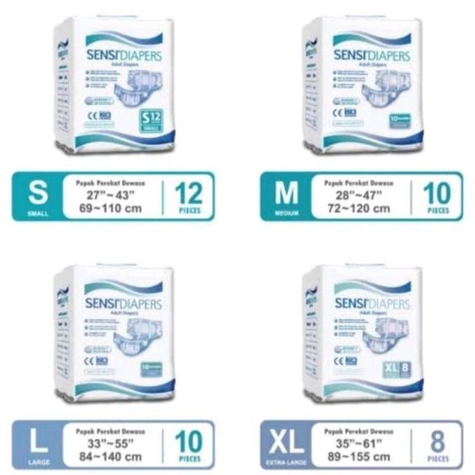 SENSI ADULT DIAPERS/POPOK PEREKAT SENSI/POPOK DEWASA PEREKAT (S12/M10/