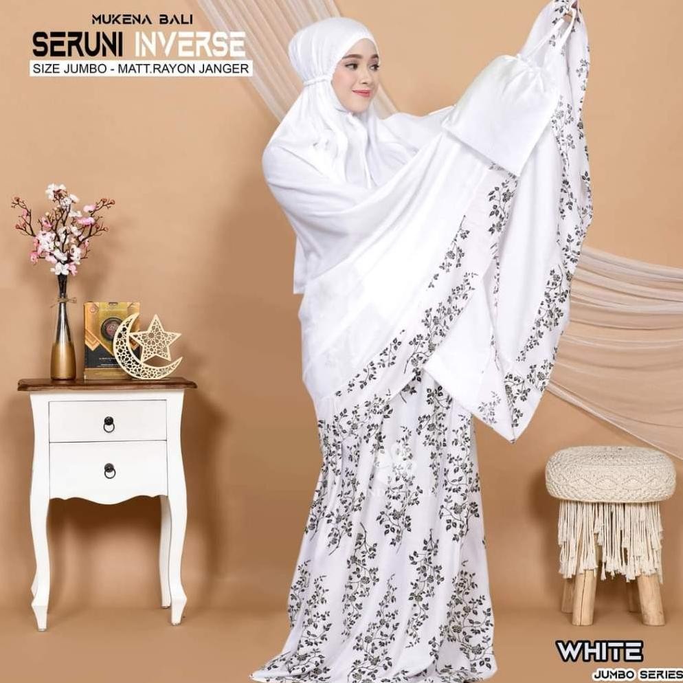 Jkm_12 Mukena Bali Asli Bali Adem Premium Jumbo Dewasa Motif Bunga Mukena Seruni Inverse Th-23