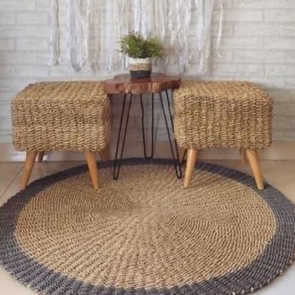 PO Rug Seagrass 150 cm List Grey / Karpet Anyaman Seagrass / Karpet